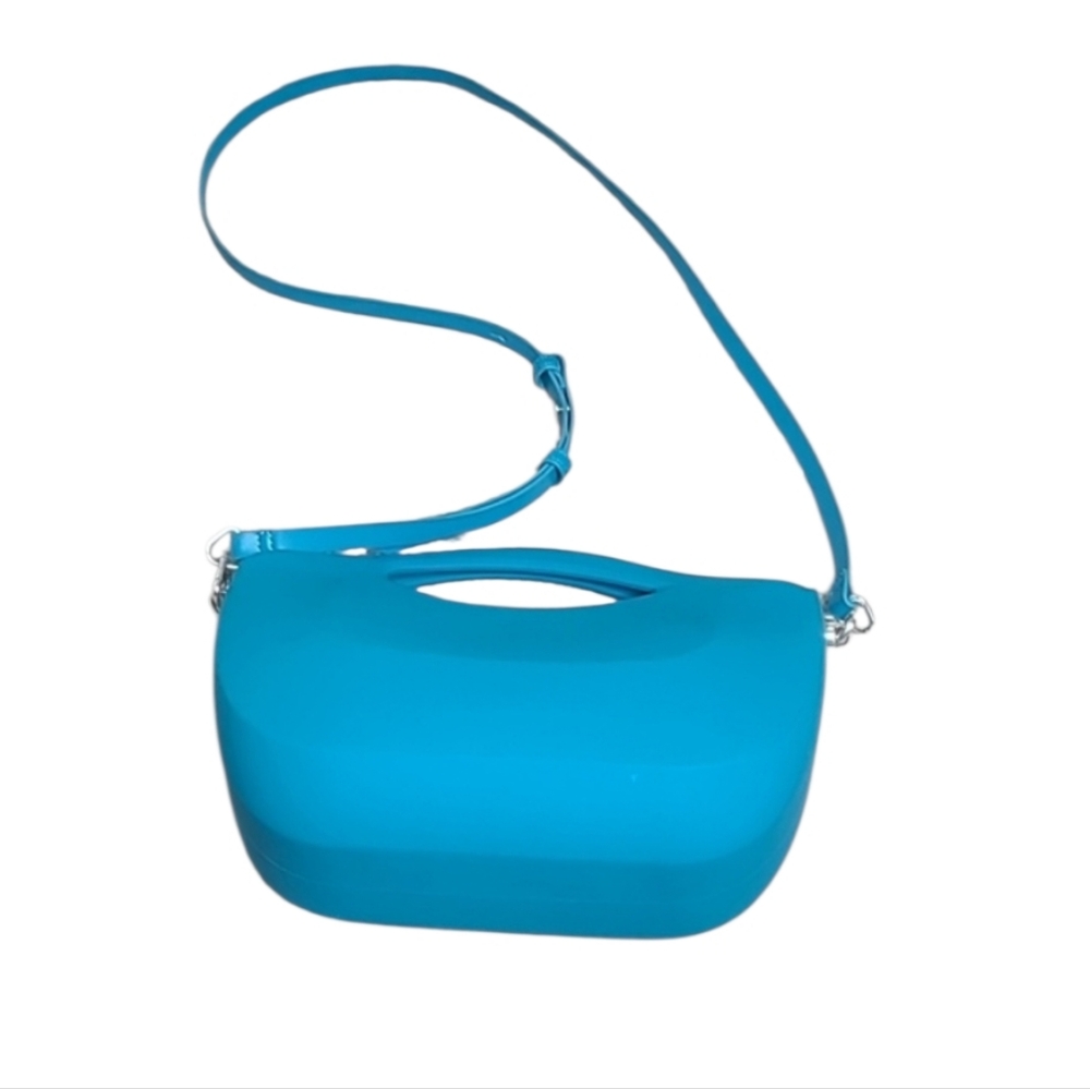 Charles & Keith Teal Cocoon Curved Handle Handbag